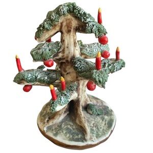 Vintage  Nuova Capodimonte Italian Porcelain Christmas Tree w/Candles Decor EUC